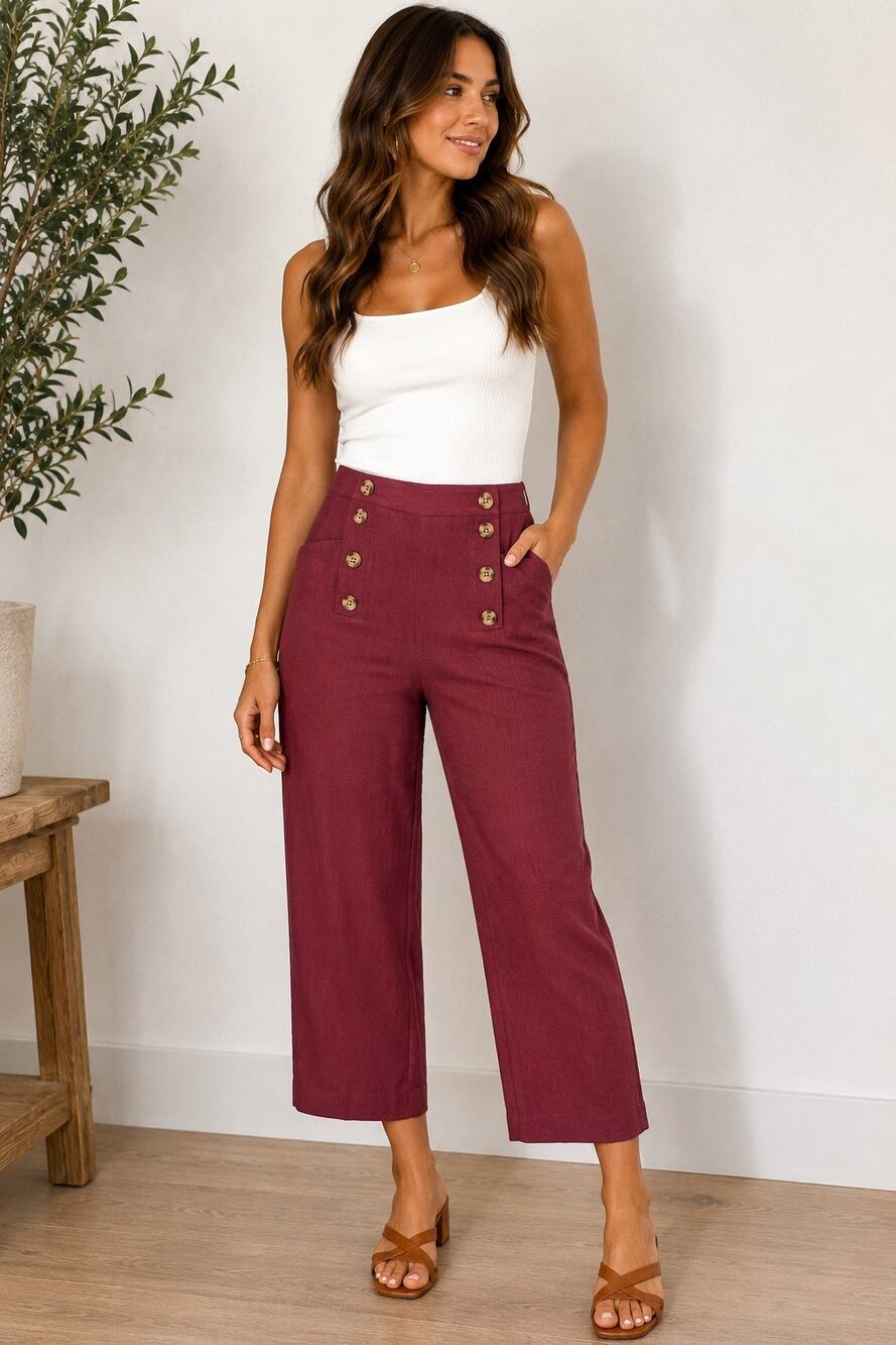 Daniel Cremieux Sailor Crop Pants Burgundy Size 4